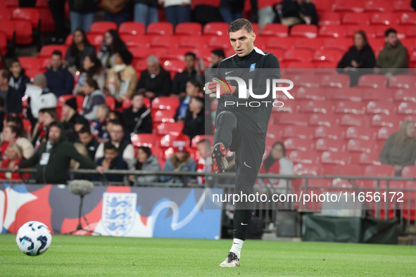 Odysseas Vlachodimos of Greece, from Newcastle United, participates in the pre-match warm-up during the UEFA Nations League Group 2 match be...