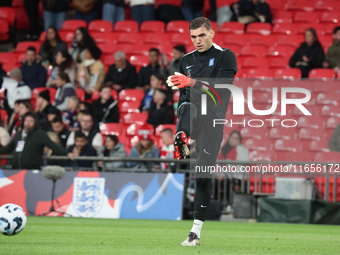 Odysseas Vlachodimos of Greece, from Newcastle United, participates in the pre-match warm-up during the UEFA Nations League Group 2 match be...