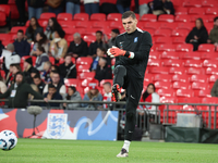 Odysseas Vlachodimos of Greece, from Newcastle United, participates in the pre-match warm-up during the UEFA Nations League Group 2 match be...