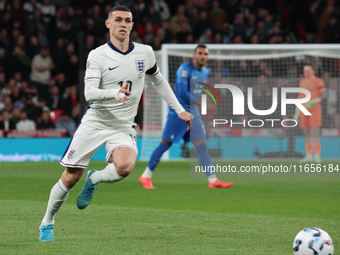 Phil Foden of Manchester City and England plays during the UEFA Nations League Group 2 match between England and Greece at Wembley Stadium i...