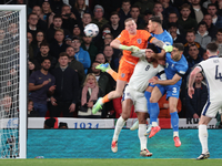 L-R Jordan Pickford (Everton) of England and Ninos Mavropanos (West Ham United) of Greece are in action during the UEFA Nations League Group...