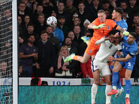 L-R Jordan Pickford (Everton) of England and Ninos Mavropanos (West Ham United) of Greece are in action during the UEFA Nations League Group...