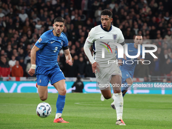 L-R Konstantinos Koullerakls of Greece and Jude Bellingham of England in action during the UEFA Nations League Group 2 match between England...