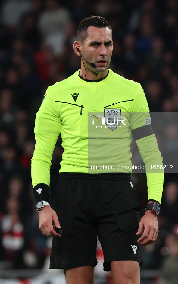 Referee Andras Colombo from Italy officiates during the UEFA Nations League Group 2 match between England and Greece at Wembley Stadium in L...