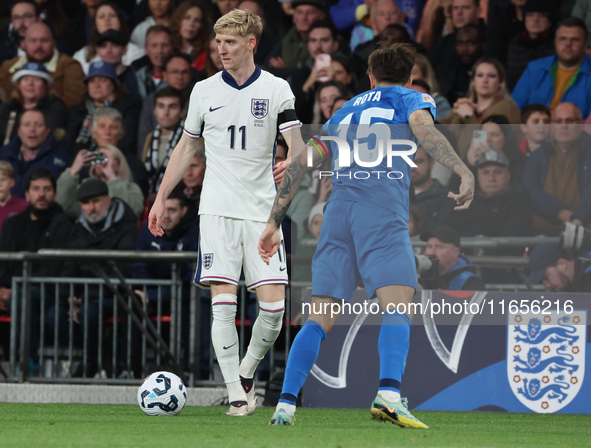 Anthony Gordon of Newcastle, England, is in action during the UEFA Nations League Group 2 match between England and Greece at Wembley Stadiu...