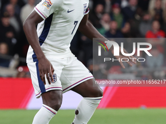 Bukayo Saka of Arsenal and England is in action during the UEFA Nations League Group 2 match between England and Greece at Wembley Stadium i...