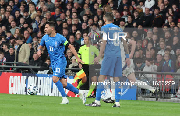 Tasos Bakasetas of Panathinaikos, Greece, is in action during the UEFA Nations League Group 2 match between England and Greece at Wembley St...