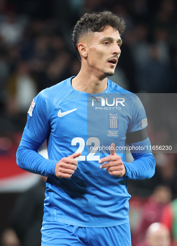 Dimitris Giannoulis of Greece is in action during the UEFA Nations League Group 2 match between England and Greece at Wembley Stadium in Lon...