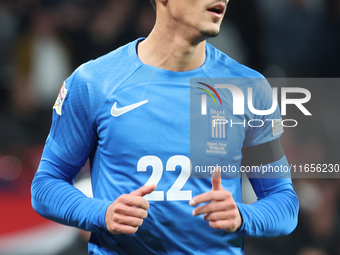 Dimitris Giannoulis of Greece is in action during the UEFA Nations League Group 2 match between England and Greece at Wembley Stadium in Lon...