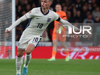 Phil Foden of Manchester City and England is in action during the UEFA Nations League Group 2 match between England and Greece at Wembley St...