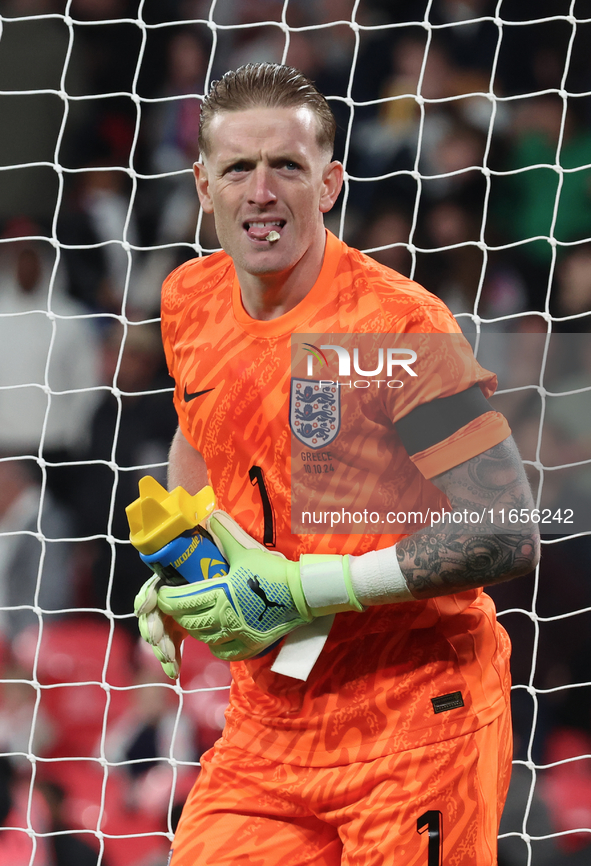 Jordan Pickford of Everton and England is in action during the UEFA Nations League Group 2 match between England and Greece at Wembley Stadi...