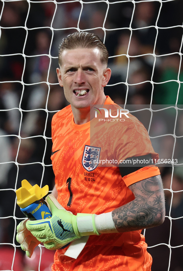 Jordan Pickford of Everton and England is in action during the UEFA Nations League Group 2 match between England and Greece at Wembley Stadi...