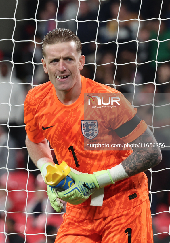 Jordan Pickford of Everton and England is in action during the UEFA Nations League Group 2 match between England and Greece at Wembley Stadi...