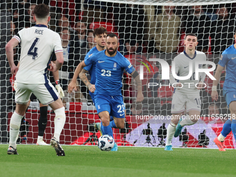 Manolis Siopis of Cardiff City and Greece is in action during the UEFA Nations League Group 2 match between England and Greece at Wembley St...