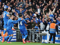 Vangelis Pavlidis of Greece celebrates his first goal during the UEFA Nations League Group 2 match between England and Greece at Wembley Sta...