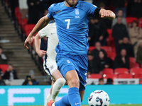 Giorgos Masouras of Olympiacos and Greece is in action during the UEFA Nations League Group 2 match between England and Greece at Wembley St...