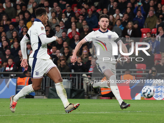 Declan Rice of Arsenal and England is in action during the UEFA Nations League Group 2 match between England and Greece at Wembley Stadium i...