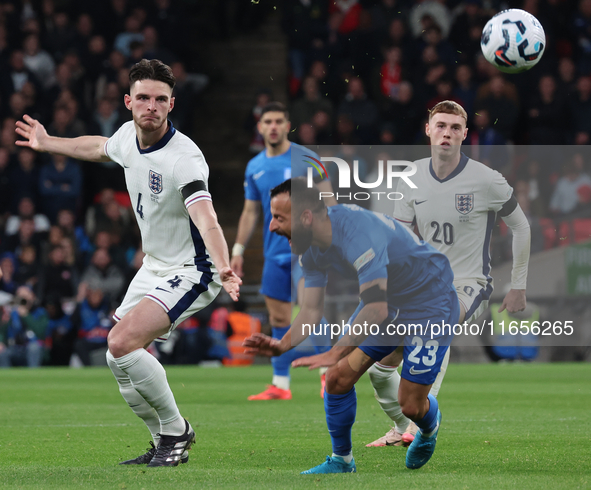 Declan Rice of Arsenal and England and Manolis Siopis of Cardiff City and Greece are in action during the UEFA Nations League Group 2 match...