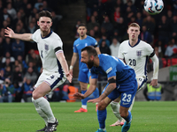 Declan Rice of Arsenal and England and Manolis Siopis of Cardiff City and Greece are in action during the UEFA Nations League Group 2 match...