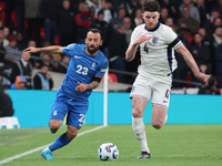 L-R Manolis Siopis of Greece, from Cardiff City, takes on Declan Rice of England, from Arsenal, during the UEFA Nations League Group 2 match...