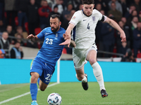 L-R Manolis Siopis of Greece, from Cardiff City, takes on Declan Rice of England, from Arsenal, during the UEFA Nations League Group 2 match...