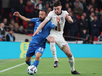 L-R Manolis Siopis of Greece, from Cardiff City, takes on Declan Rice of England, from Arsenal, during the UEFA Nations League Group 2 match...