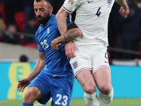 L-R Manolis Siopis of Greece, from Cardiff City, takes on Declan Rice of England, from Arsenal, during the UEFA Nations League Group 2 match...