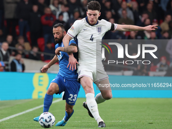 L-R Manolis Siopis of Greece, from Cardiff City, takes on Declan Rice of England, from Arsenal, during the UEFA Nations League Group 2 match...