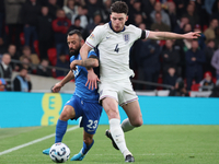 L-R Manolis Siopis of Greece, from Cardiff City, takes on Declan Rice of England, from Arsenal, during the UEFA Nations League Group 2 match...