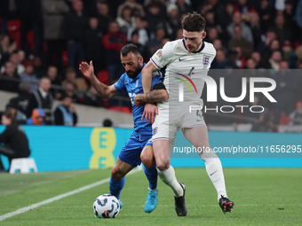 L-R Manolis Siopis of Greece, from Cardiff City, takes on Declan Rice of England, from Arsenal, during the UEFA Nations League Group 2 match...