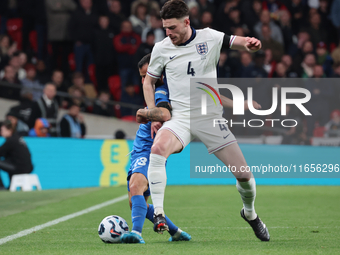 L-R Manolis Siopis of Greece, from Cardiff City, takes on Declan Rice of England, from Arsenal, during the UEFA Nations League Group 2 match...