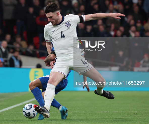 L-R Manolis Siopis of Greece, from Cardiff City, takes on Declan Rice of England, from Arsenal, during the UEFA Nations League Group 2 match...