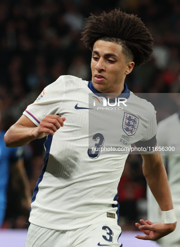 Rico Lewis of Manchester City, England, is in action during the UEFA Nations League Group 2 match between England and Greece at Wembley Stad...