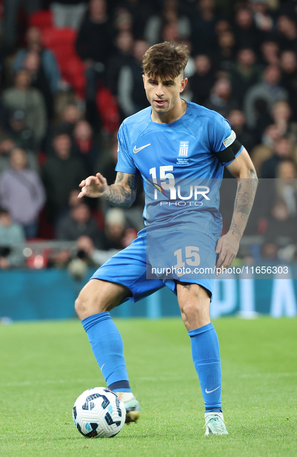 Tasos Chatzigiovanis of Greece is in action during the UEFA Nations League Group 2 match between England and Greece at Wembley Stadium in Lo...