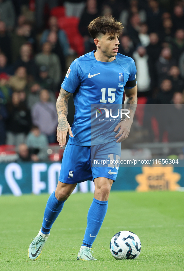 Tasos Chatzigiovanis of Greece is in action during the UEFA Nations League Group 2 match between England and Greece at Wembley Stadium in Lo...