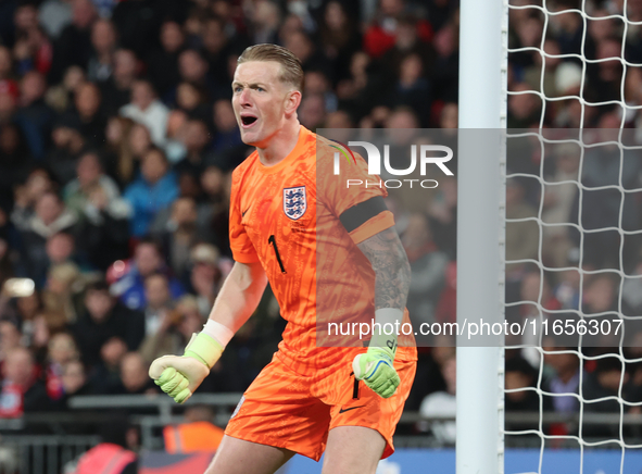 Jordan Pickford of Everton and England is in action during the UEFA Nations League Group 2 match between England and Greece at Wembley Stadi...