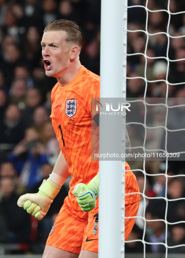 Jordan Pickford of Everton and England is in action during the UEFA Nations League Group 2 match between England and Greece at Wembley Stadi...