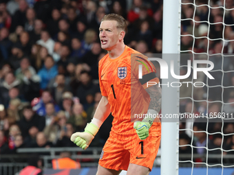 Jordan Pickford of Everton and England is in action during the UEFA Nations League Group 2 match between England and Greece at Wembley Stadi...