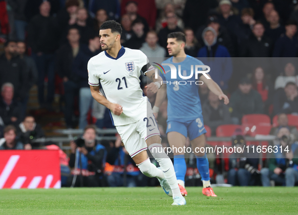 Dominic Solanke of England plays during the UEFA Nations League Group 2 match between England and Greece at Wembley Stadium in London, Engla...