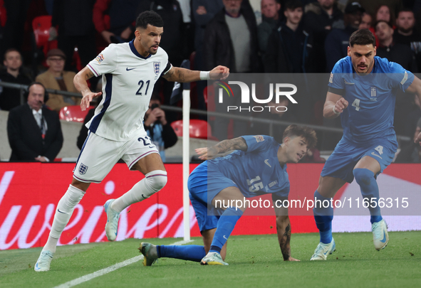 Dominic Solanke of England plays during the UEFA Nations League Group 2 match between England and Greece at Wembley Stadium in London, Engla...