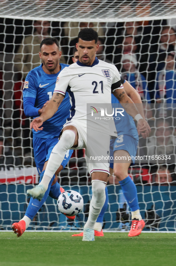 Dominic Solanke of England plays during the UEFA Nations League Group 2 match between England and Greece at Wembley Stadium in London, Engla...