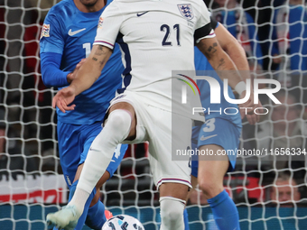 Dominic Solanke of England plays during the UEFA Nations League Group 2 match between England and Greece at Wembley Stadium in London, Engla...