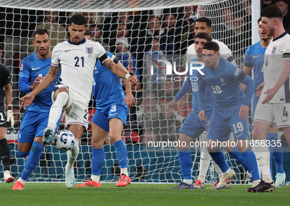 Dominic Solanke of England plays during the UEFA Nations League Group 2 match between England and Greece at Wembley Stadium in London, Engla...