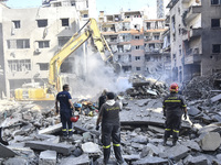 This picture shows the destruction at the site of an Israeli air strike in the Basta area, in Beirut, Lebanon, on October 11, 2024, amid the...