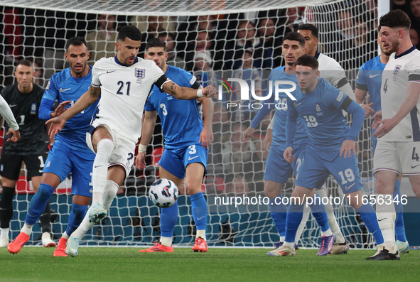 Dominic Solanke of England plays during the UEFA Nations League Group 2 match between England and Greece at Wembley Stadium in London, Engla...