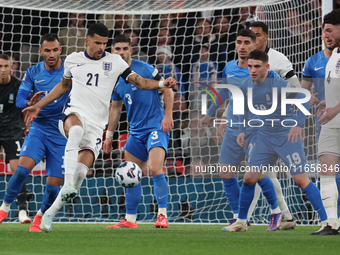 Dominic Solanke of England plays during the UEFA Nations League Group 2 match between England and Greece at Wembley Stadium in London, Engla...