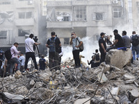 This picture shows the destruction at the site of an Israeli air strike in the Basta area, in Beirut, Lebanon, on October 11, 2024, amid the...