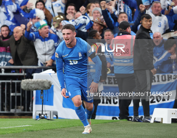 Christos Zafeiris of Greece celebrates the winning goal during the UEFA Nations League Group 2 match between England and Greece at Wembley S...