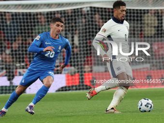 L-R Petros Mantalos (AEK Athens) of Greece and Jude Bellingham (Real Madrid) of England are in action during the UEFA Nations League Group 2...