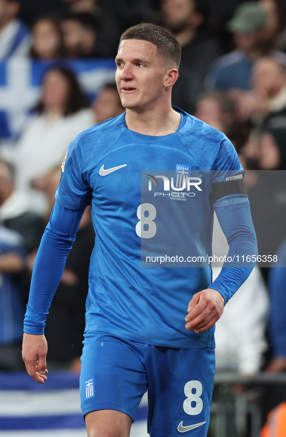 Christos Tzolis of Greece participates in the UEFA Nations League Group 2 match between England and Greece at Wembley Stadium in London, Eng...